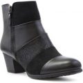 Lilley Womens Black Panel Heeled Ankle Boot