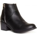 Lilley Womens Block Heeled Ankle Boot in Black