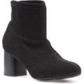 Lilley Womens Black Sparkle Heeled Ankle Boot