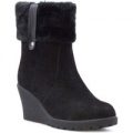 Lilley Womens Faux Suede Wedge Ankle Boot in Black