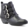 Lilley Womens Black Buckle Detail Ankle Boot