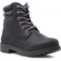 Lilley Womens Black Matte Effect Lace-Up Boot