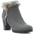 Sprox Womens Grey Heeled Faux Fur Ankle Boot