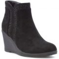 Lilley Womens Black Studded Wedge Ankle Boot