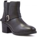 Lunar Womens Black Leather Block Heeled Boot
