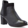 Lunar Womens Leather Block Heeled Boot in Black