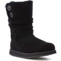 Skechers Womens Black Leather Faux Fur Calf Boot