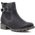 Tamaris Womens Black Low Cleated Ankle Boot