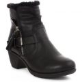 Lilley Womens Black Faux Fur Ankle Boot