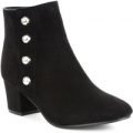 Lilley Womens Black Studded Block Heeled Boot