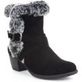 Lilley Womens Black Faux Fur And Suede Ankle Boot