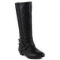 Lilley Womens Black Elastic Wider Fit Calf Boot