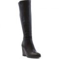 Lilley Womens Black Elasticated Back Wedge Boot