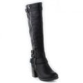 Lilley Womens Buckled Heel Boot in Black