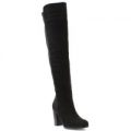 Lilley Womens Black Over the Knee Heeled Boot