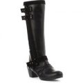Lilley Womens Knee High Boot with Buckles in Black
