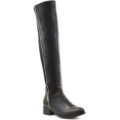 Lilley Womens Black Knee High Boot with Zip Detail