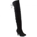 Lilley Womens Black Faux Suede Over the Knee Boot