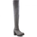 Lilley Womens Grey Heeled Over the Knee Boot