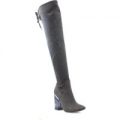 Lilley Womens Grey Perspex Heel High Leg Boot