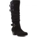 Lilley Womens Black Faux Suede Knee High Boot