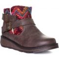 Heavenly Feet Womens Brown Knitted Trim Boot
