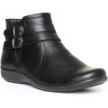 Cushion Walk Womens Black Buckle Detail Ankle Boot