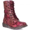 Heavenly Feet Womens Berry Floral Lace Up Boot