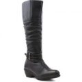 Gluv Womens Black Leather High Leg Boot