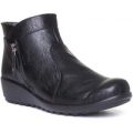 Cushion Walk Womens Black Ankle Boot with Wedge