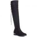 Truffle Womens Black Lace Up Knee High Boot