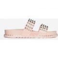 Ray Studded Detail Slider In Pink Rubber, Pink