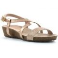 Lotus Womens Rose Gold Diamante Low Wedge Sandal