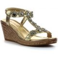 Lilley And Skinner Womens Gold T Bar Wedge Sandal