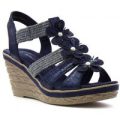 Marco Tozzi Womens Navy Strappy Wedge Sandal