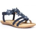 Lilley Womens Navy Slip On Floral Flat Sandal