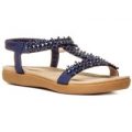 Lilley And Skinner Womens Navy Diamante Flat Sandal