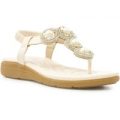 Lilley Womens Cream Jewel Toe Post Flat Sandal