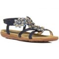 Lunar Womens Navy Crochet Flower Flat Sandal