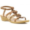Lilley Womens Strappy Wedge Sandal in Tan