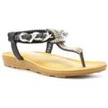 Lilley Womens Black Toe Post Sandal with Chain