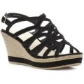 Lilley Womens Strappy High Wedge Sandal in Black