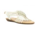 Lilley Womens White Strappy Diamante Wedge Sandal