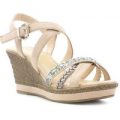 Lilley Womens Nude Cross Strap Wedge Sandal