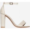 Maria Barely There Block Heel In Nude Faux Suede, Green
