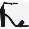 Maria Barely There Block Heel In Black Faux Suede, Black
