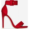 Usha Barely There Heel In Red Faux Suede, Red