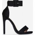 Usha Barely There Heel In Black Faux Suede, Black