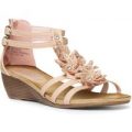 Lilley Womens Flower Wedge Sandal in Nude