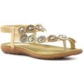 Lunar Womens Cream Flower Lace Trim Flat Sandal